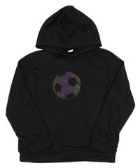 Čierna športová mikina s loptou a kapucňou SHEIN