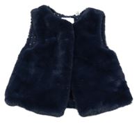 Tmavomodrá kožušinová podšitá vesta OKaïdi