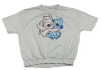 Světlešedá tepláková vesta se Stitchem a Angelou Disney