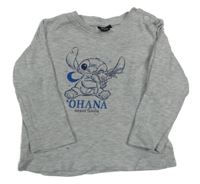 Sivé melírované tričko so Stitchem Disney