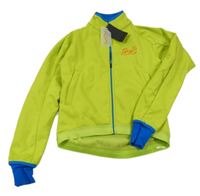 Nové - limetkovo-cobaltově modrá softshellová cyklistická bunda s logem Peré