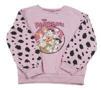 Svetloružová -čierna mikina s The Flintstones PEPCO