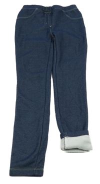 Tmavomodré zateplené tregíny riflového vzhledu lupilu