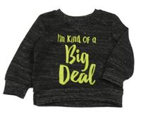 Čierna melírovaná mikina s nápismi PRIMARK