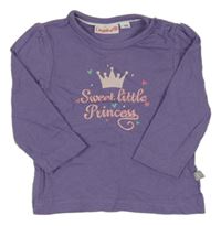 Tmavofialové tričko s nápismi a korunkou Liegelind