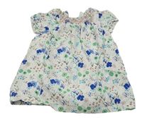 Biele bodkovaná é plátenné šaty s kvietkami M&S