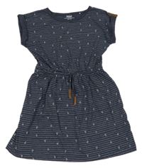 Tmavomodro-biele pruhované melírované šaty s kotvami YIGGA