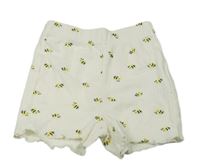 Biele rebrované kraťasy so včelkami lupilu