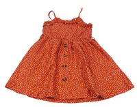 Tmavočervené bodkovaná é letné šaty s gombíkmi a kanýrkem SHEIN