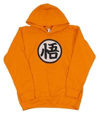 Oranžová mikina s potlačou a vreckom a kapucňou AWDis