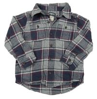 Sivo-tmavomodro-vínová kockovaná flanelová košeľa OshKosh