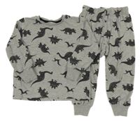 Šedé melírované pyžamo s dinosaury Matalan