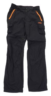 Černé cargo šusťákové outdoorové kalhoty s odepínacími nohavicemi CMP