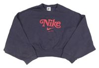 Lilková oversize crop mikina s logem Nike