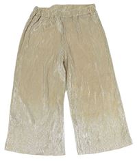 Zlaté trblietavé plisované culottes nohavice