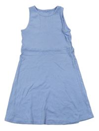 Modré rebrované bavlnené šaty George