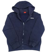 Tmavomodrá prepínaci mikina s logom a kapucňou Slazenger