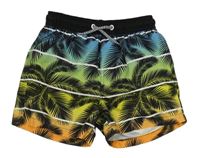 Čierno-farebné plážové kraťasy s palmami Cool Vibes