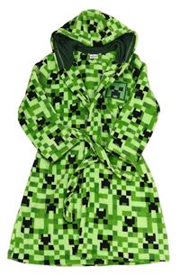Zelený chlupatý župan s Minecraft a kapucí George
