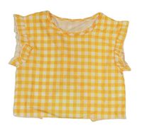 Žlto-biela kostskovaná crop blúzka