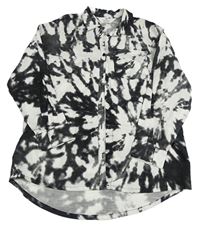 Černo-bílé batikované propínací košilové oversize šaty H&M