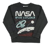 Antracitová melírovaná mikina s družicí - NASA