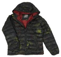 Černá vzorovaná šusťáková zateplená funkční bunda s kapucí Mountain Warehouse
