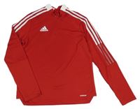 Červená sportovní funkční mikina s logem Adidas
