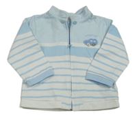 Světlemodro-biela pruhovaná prepínaci mikina s autom Mayoral