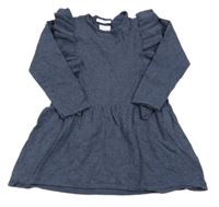 Tmavomodré melírované svetrové šaty s volánikmi Zara