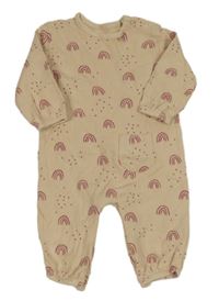 Béžový žebrovaný overal s duhami a kapsou George