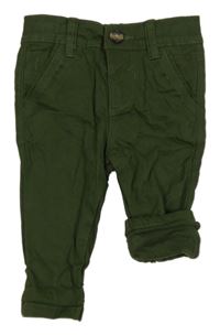 Khaki plátěné podšité chino kalhoty Primark