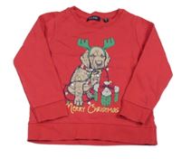 Červená mikina so psem a darčekom Blue Seven