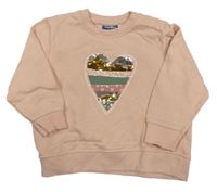 Staroružová mikina so srdcem s překlápěcími flitre Lupilu