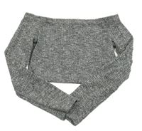 Šedé melírované žebrované úpletové crop triko Matalan