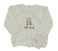 Nové - Biela zamatová mikina s králikmi