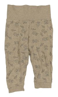 Béžové melírované ľahké tepláky s medveďmi Lupilu