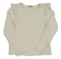 Smetanové žebrované triko s volánky Primark