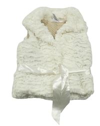 Smotanová kožušinová podšitá vesta so stuhou