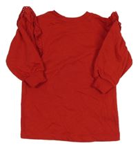 Červené teplákové šaty s volániky s madeirou H&M