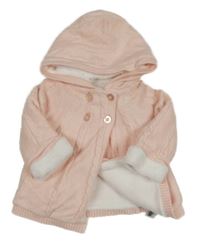 Růžový zateplený propínací svetr s kapucí Nutmeg