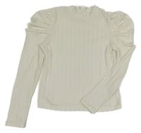 Bílé žebrované úpletové crop triko Shein