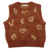 Hnedá vzorovaná chlpatá svetrová vesta C&A