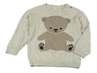 Béžový melírovaný sveter s medvěďom H&M