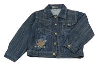 Tmavomodrá rifľová bunda s číslom