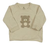 Béžová propínací mikina s medvědem H&M