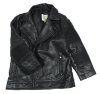 Černý koženkový podšitý křivák s žebrováním River Island