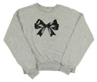 Šedá melírovaná crop mikina s mašlí H&M