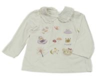 Bílé triko s obrázky a límečkem Nutmeg