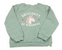 Zelenošedá mikina s jednorožcom Topolino